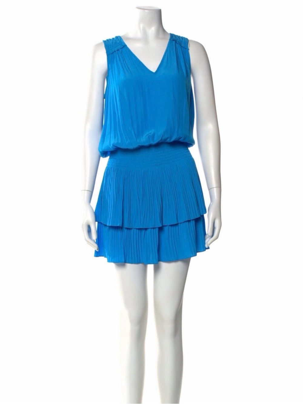 Ramy Brook: Vivid Blue Sleeveless Tiered Mini Dress